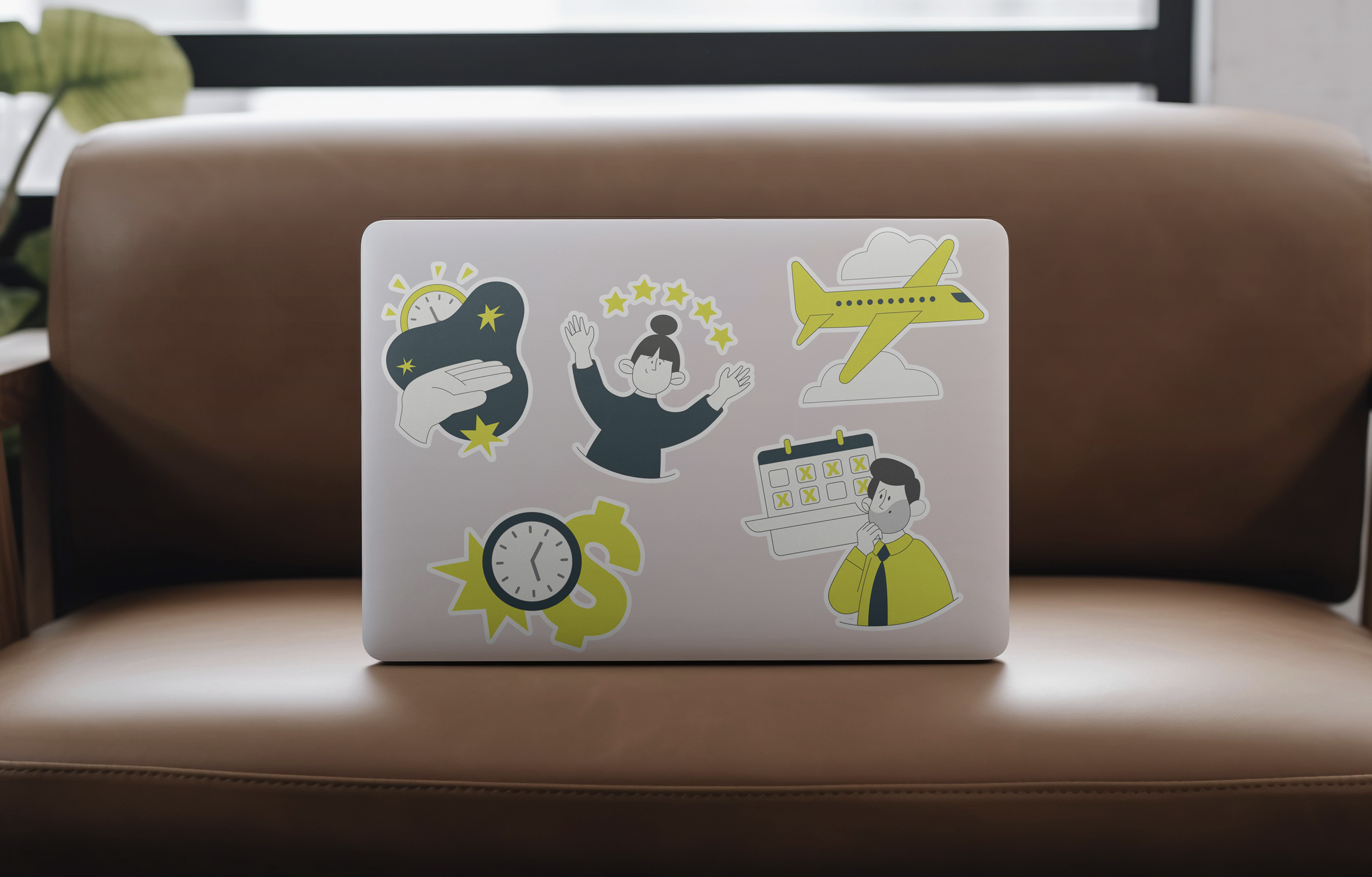 Virtù sticker mockups